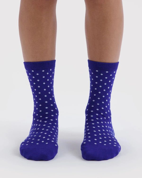 Chaussettes Crew Baggu Micro Blue and White Polka Dot - Ex-voto