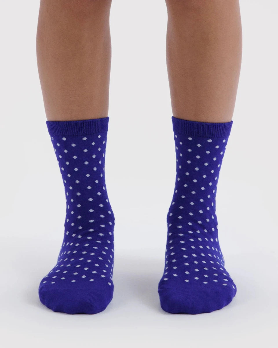 Chaussettes Crew Baggu Micro Blue and White Polka Dot - Ex-voto