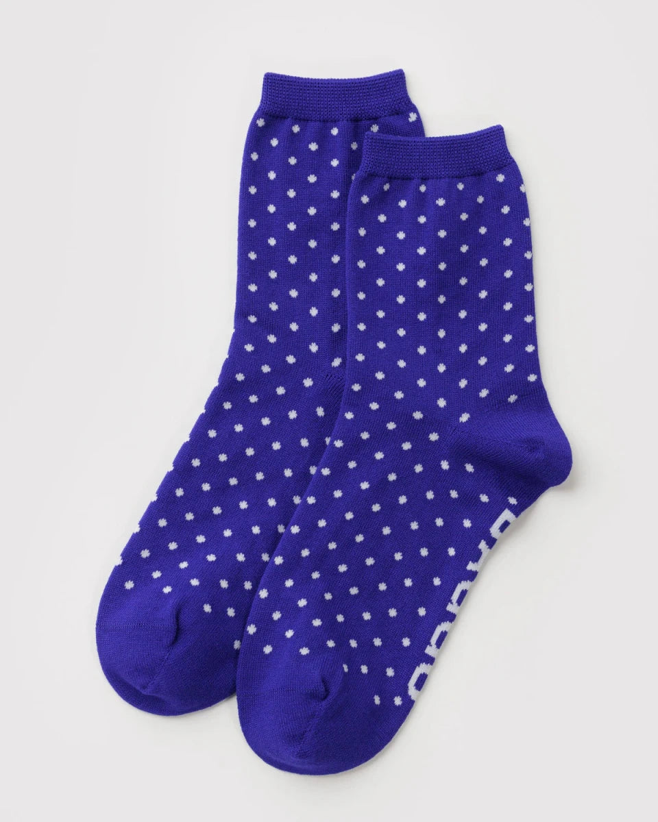 Chaussettes Crew Baggu Micro Blue and White Polka Dot - Ex-voto