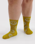 Chaussettes Crew Baggu Ochre Happy - Ex-voto