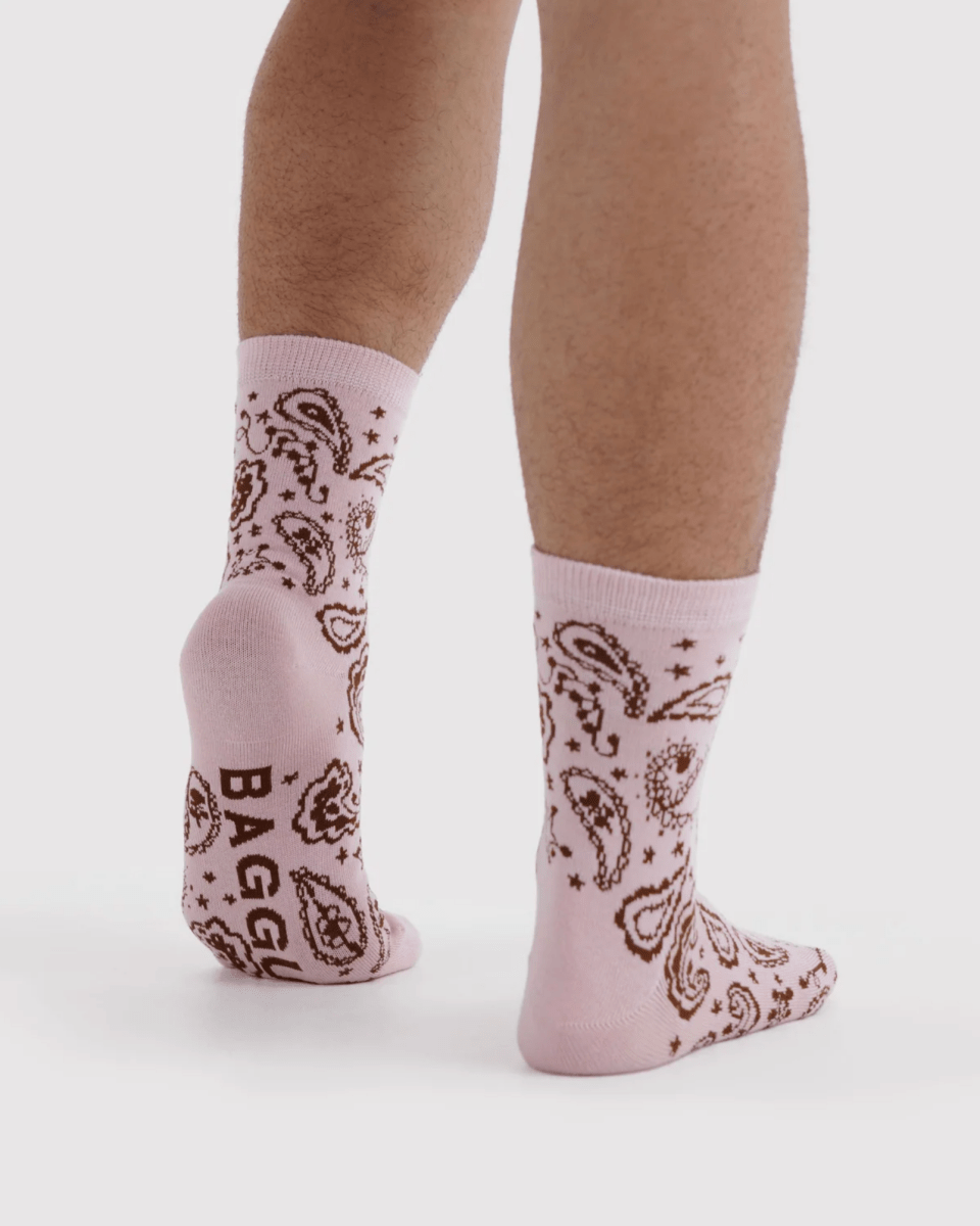 Chaussettes Crew Baggu Paisley Pink - Ex-voto