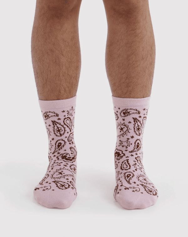 Chaussettes Crew Baggu Paisley Pink - Ex-voto