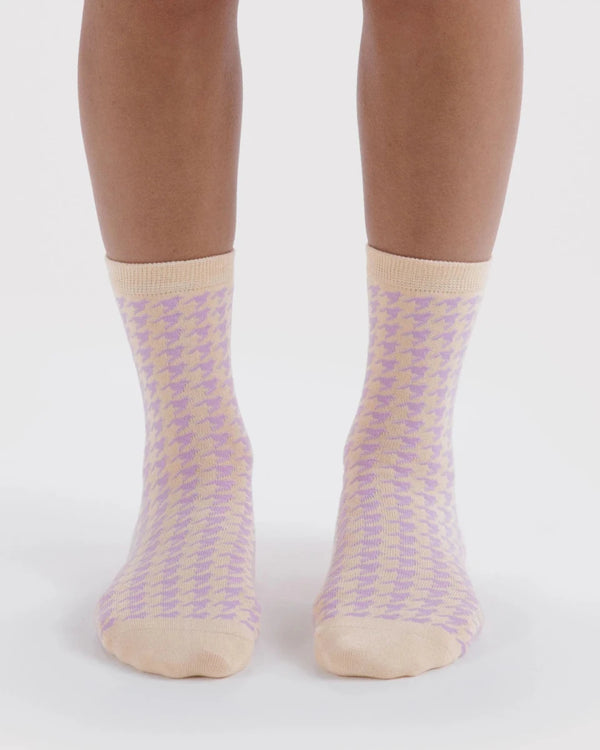 Chaussettes Crew Baggu Pink Houndstooth - Ex-voto