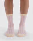 Chaussettes Crew Baggu Pink Houndstooth - Ex-voto