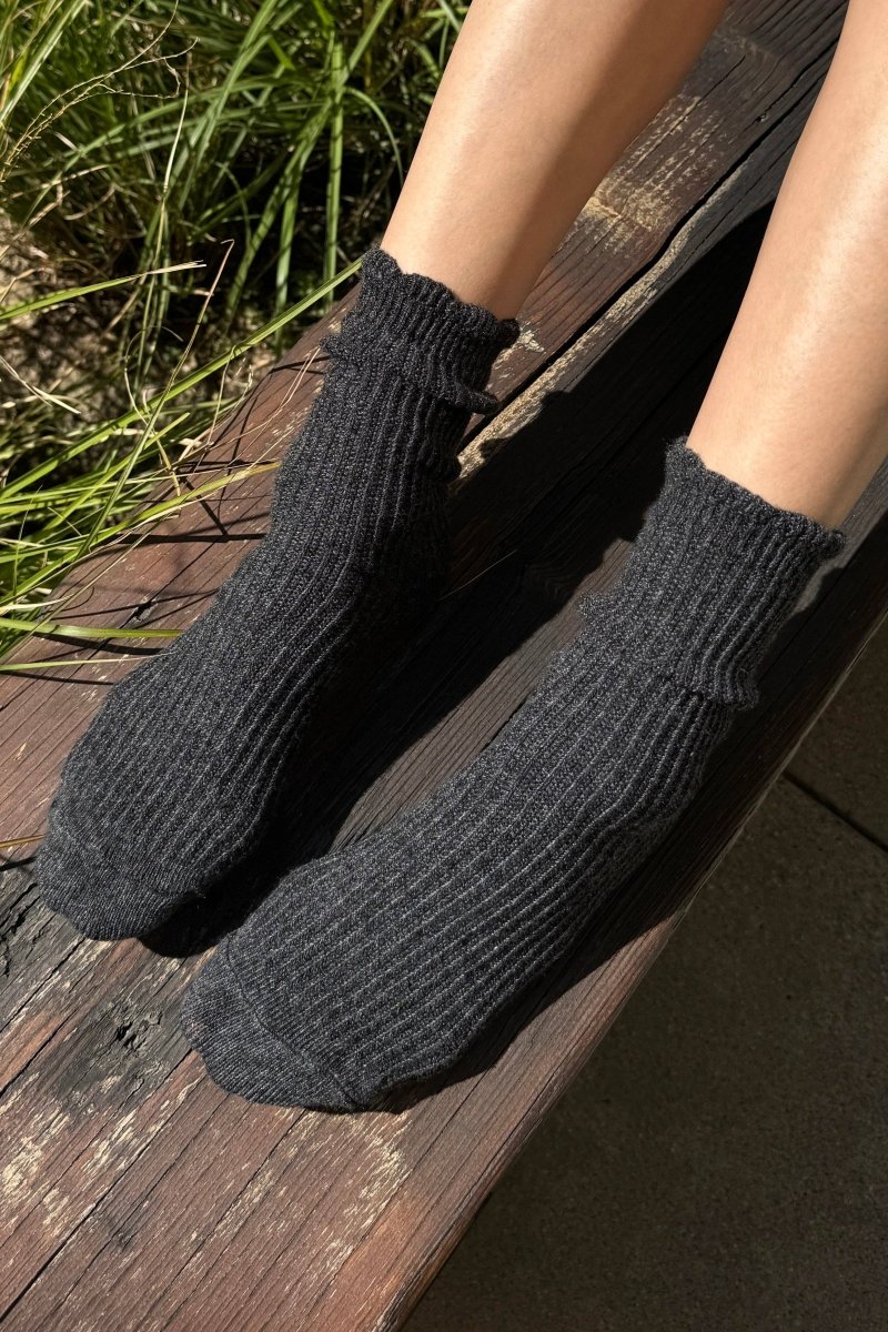 Chaussettes en Lin Scallop Charcoal Le Bon Shoppe - Ex-voto