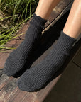 Chaussettes en Lin Scallop Charcoal Le Bon Shoppe - Ex-voto