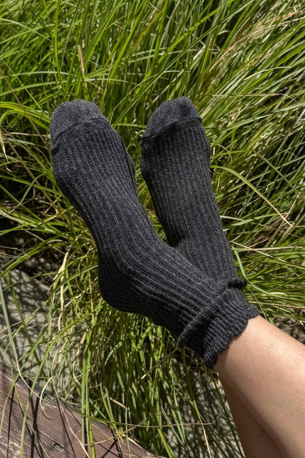 Chaussettes en Lin Scallop Charcoal Le Bon Shoppe - Ex-voto