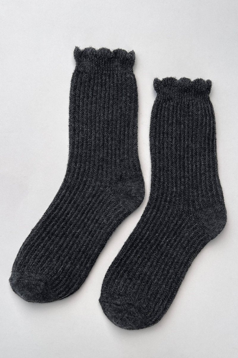 Chaussettes en Lin Scallop Charcoal Le Bon Shoppe - Ex-voto