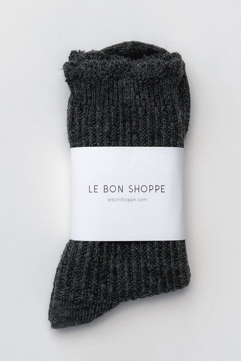 Chaussettes en Lin Scallop Charcoal Le Bon Shoppe - Ex-voto