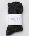 Chaussettes en Lin Scallop Charcoal Le Bon Shoppe - Ex-voto