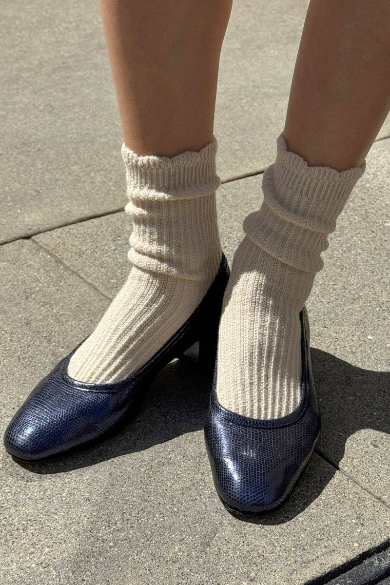 Chaussettes en Lin Scallop Naturel Le Bon Shoppe - Ex-voto