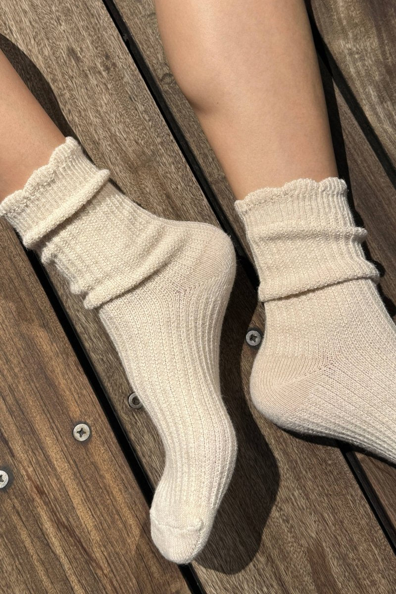 Chaussettes en Lin Scallop Naturel Le Bon Shoppe - Ex-voto