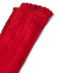 Chaussettes Genoux Pointelle Rouge Damson Madder - Ex - voto