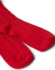 Chaussettes Genoux Pointelle Rouge Damson Madder - Ex - voto