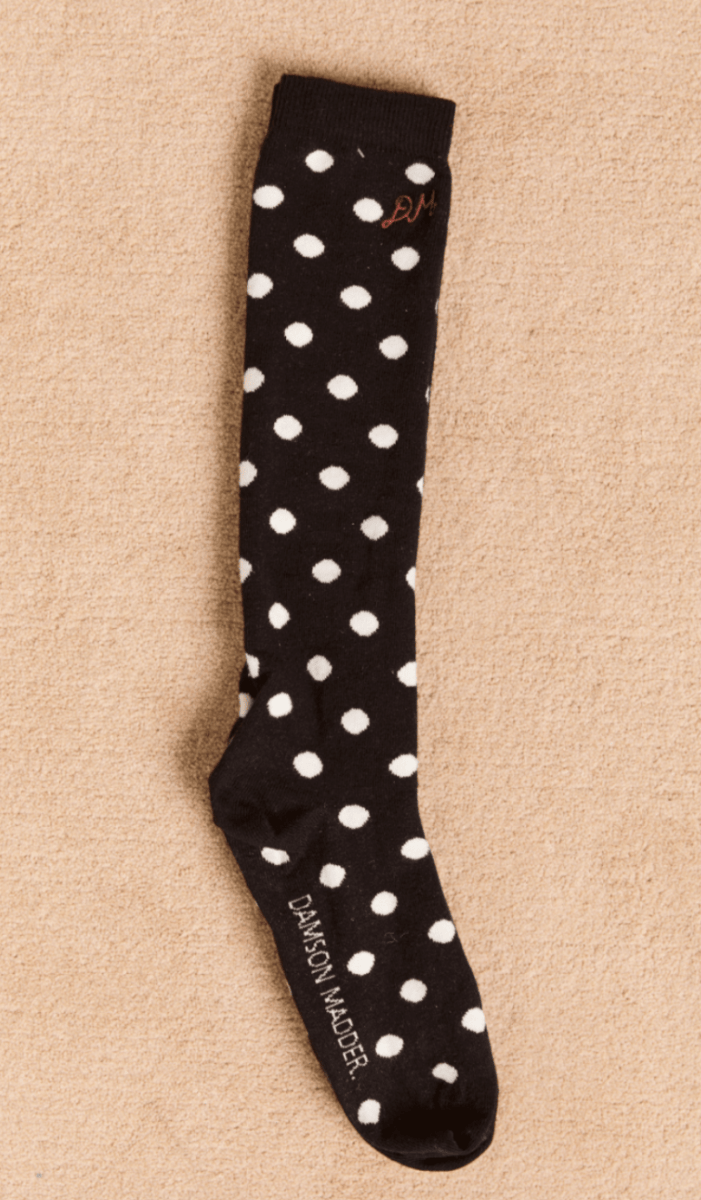 Chaussettes Genoux Pois Noir et Crème Damson Madder - Ex - voto