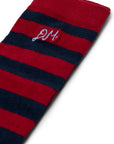 Chaussettes Genoux Rayures Rouges et Marines Damson Madder - Ex - voto