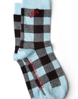 Chaussettes Gingham Bleu Pâle et Choc Damson Madder - Ex-voto
