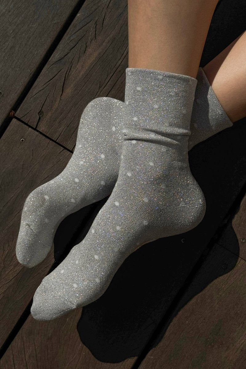 Chaussettes Lurex Argentées à Pois Blancs Le Bon Shoppe - Ex-voto