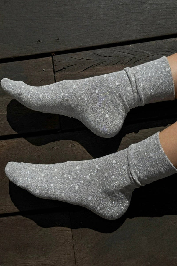 Chaussettes Lurex Argentées à Pois Blancs Le Bon Shoppe - Ex-voto
