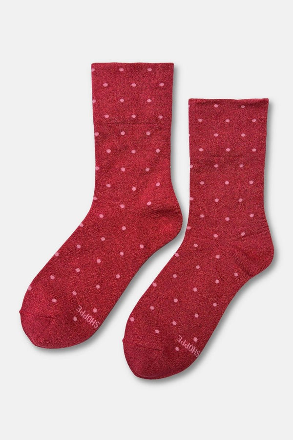 Chaussettes Lurex Rouges à Pois Roses Le Bon Shoppe - Ex-voto