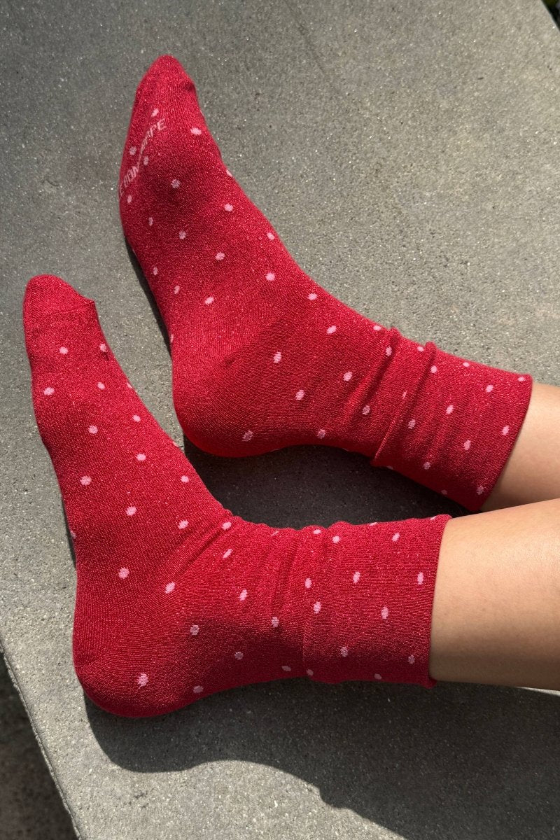 Chaussettes Lurex Rouges à Pois Roses Le Bon Shoppe - Ex-voto