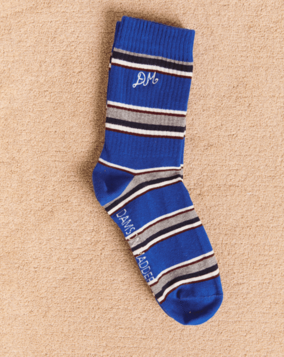 Chaussettes Rayures Bleues Damson Madder - Ex - voto