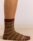 Chaussettes Rayures Choc et Vert Lime Damson Madder - Ex-voto