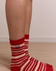 Chaussettes Rayures Rouges et Crèmes Damson Madder - Ex - voto
