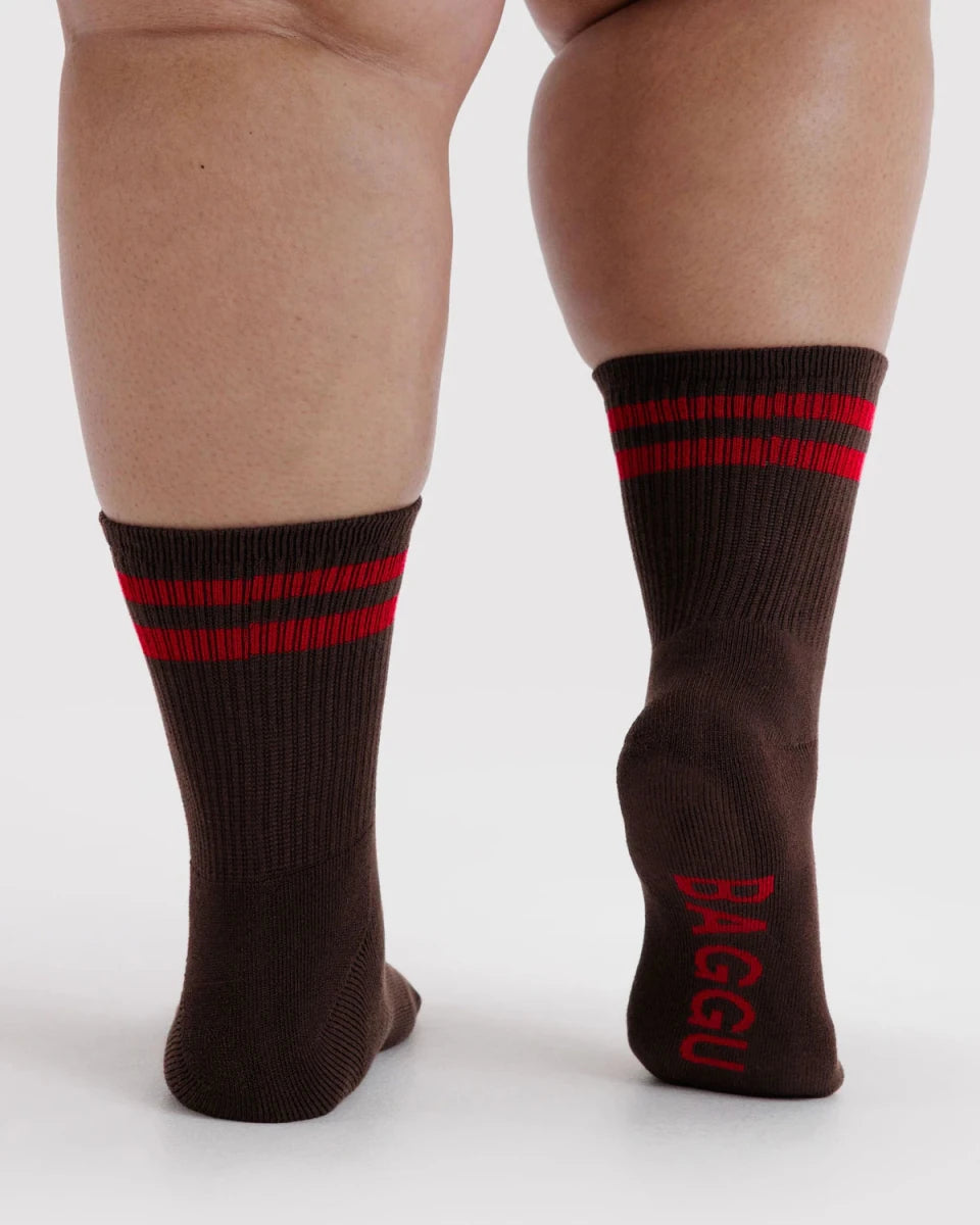Chaussettes Ribbed Baggu Coffee Stripe - Ex-voto