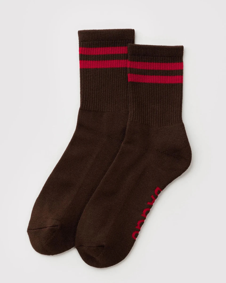 Chaussettes Ribbed Baggu Coffee Stripe - Ex-voto