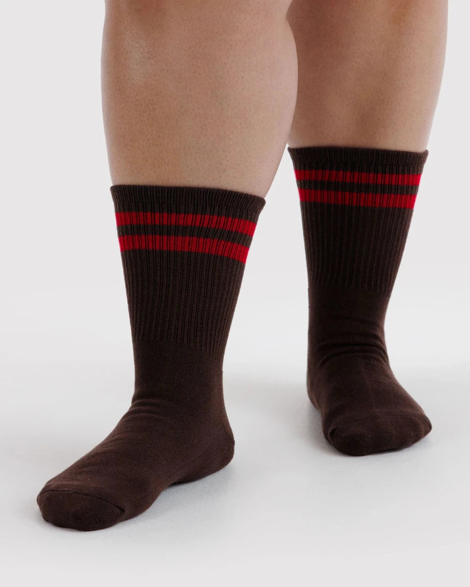 Chaussettes Ribbed Baggu Coffee Stripe - Ex-voto