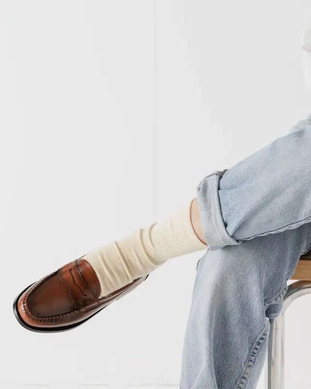 Chaussettes Ribbed Baggu Ecru - Ex - voto
