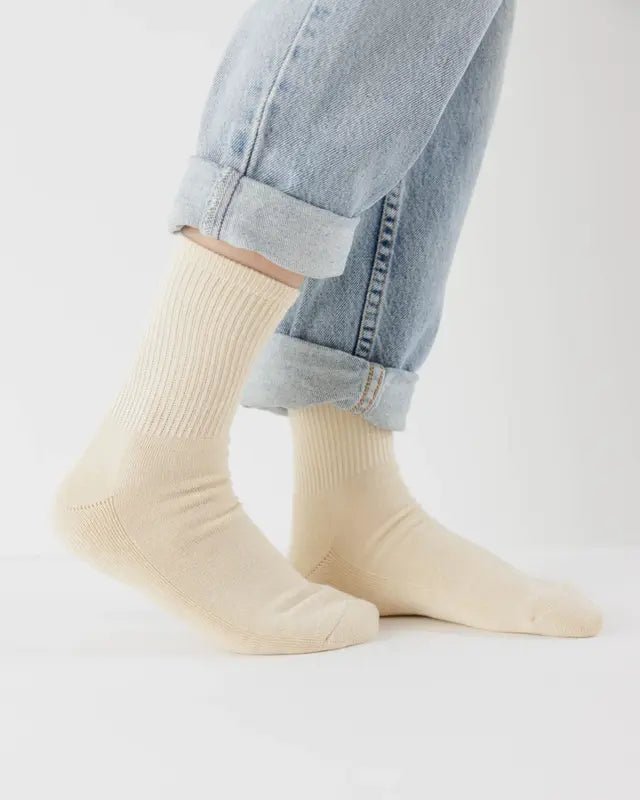 Chaussettes Ribbed Baggu Ecru - Ex - voto