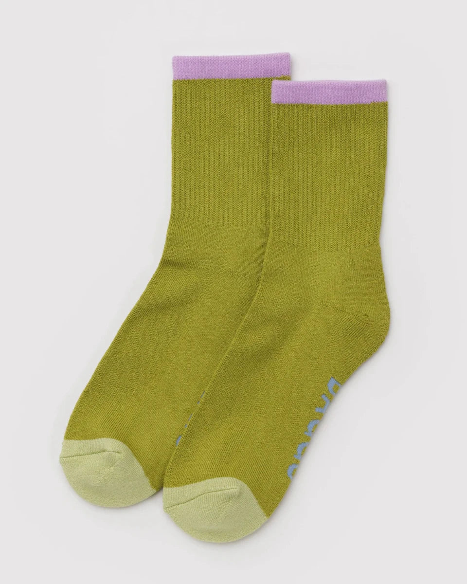 Chaussettes Ribbed Baggu Olive Mix - Ex - voto