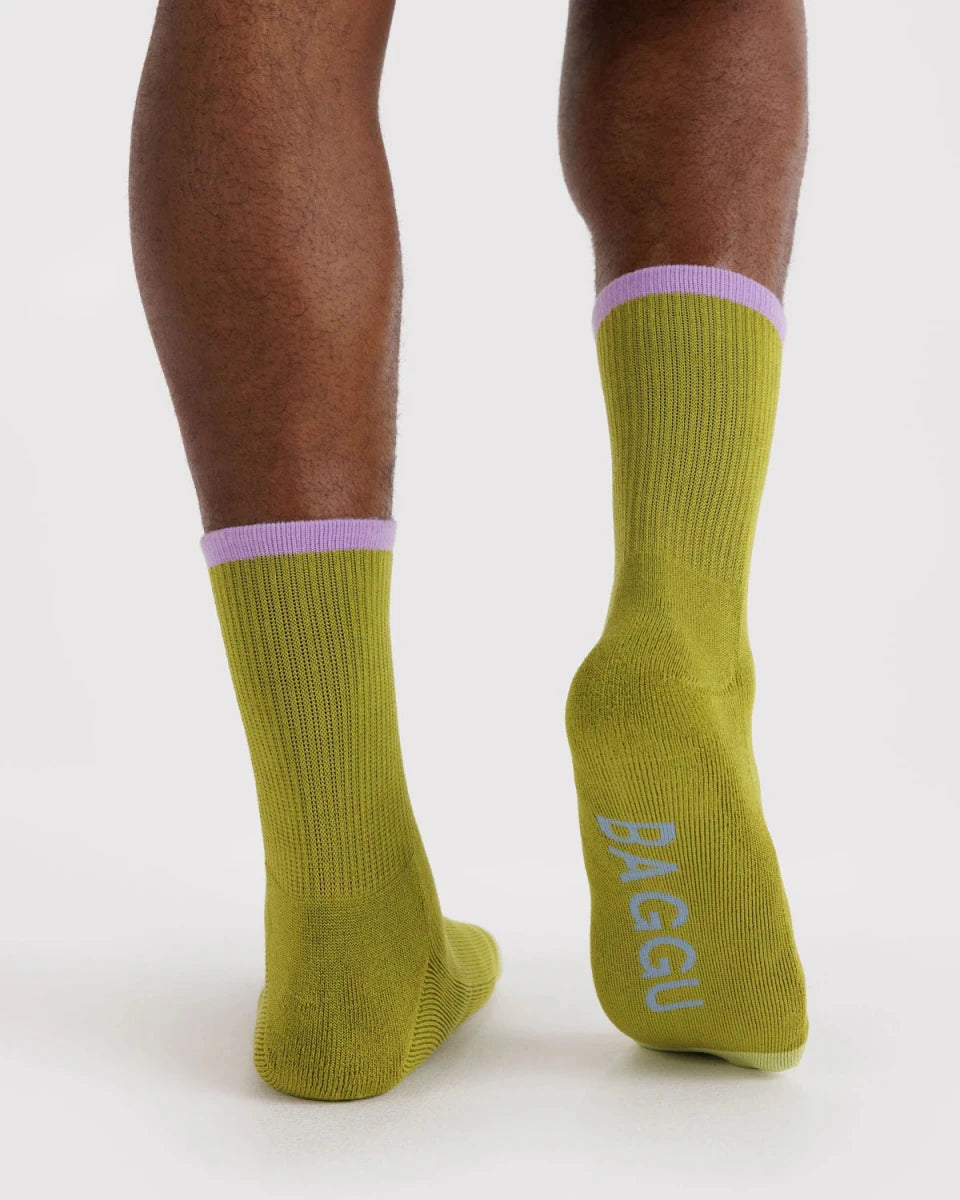 Chaussettes Ribbed Baggu Olive Mix - Ex - voto