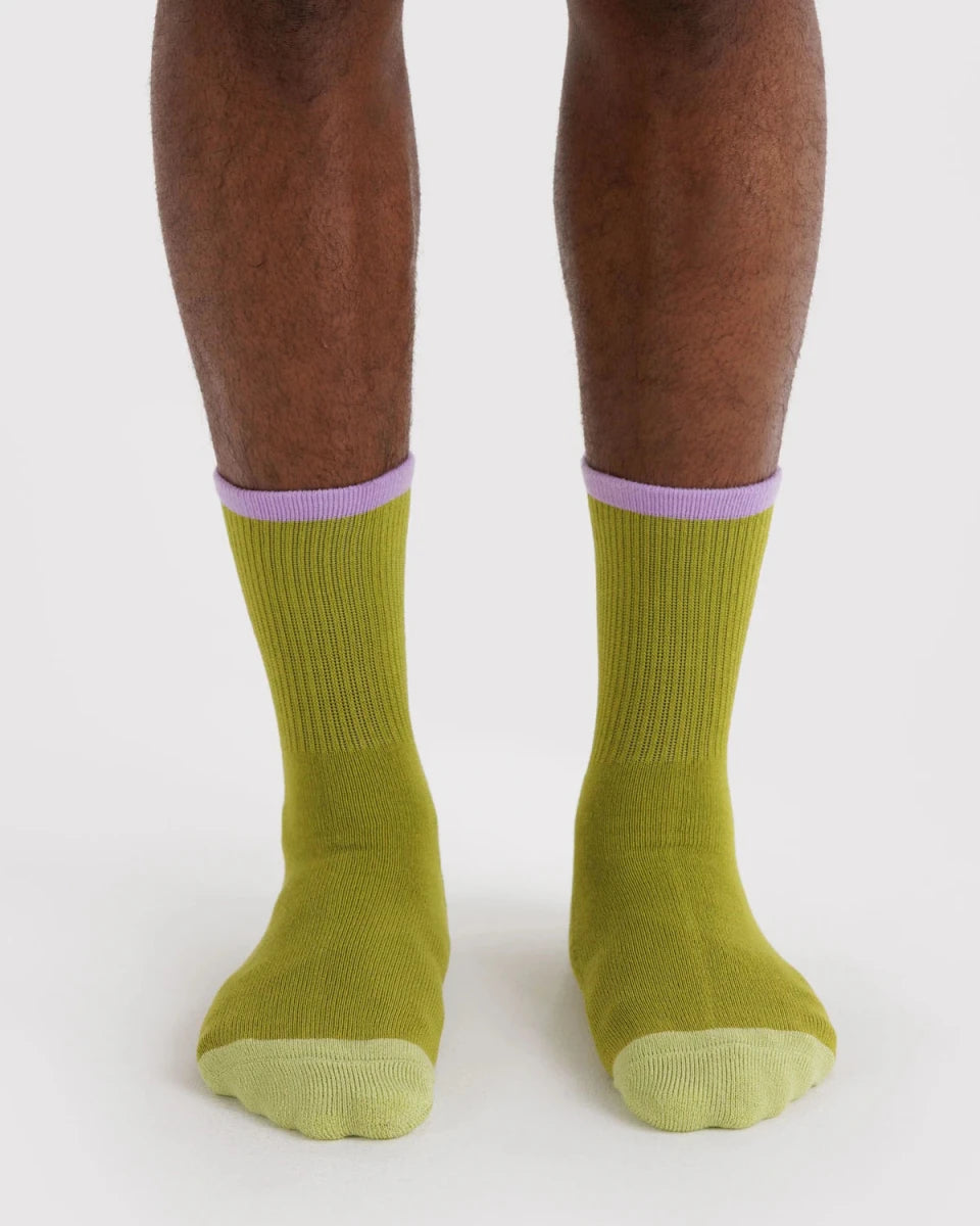 Chaussettes Ribbed Baggu Olive Mix - Ex - voto