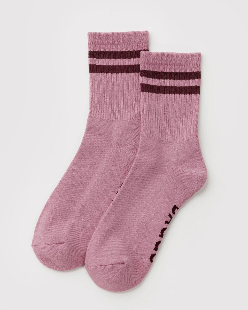 Chaussettes Ribbed Baggu Wild Plum Stripe - Ex-voto