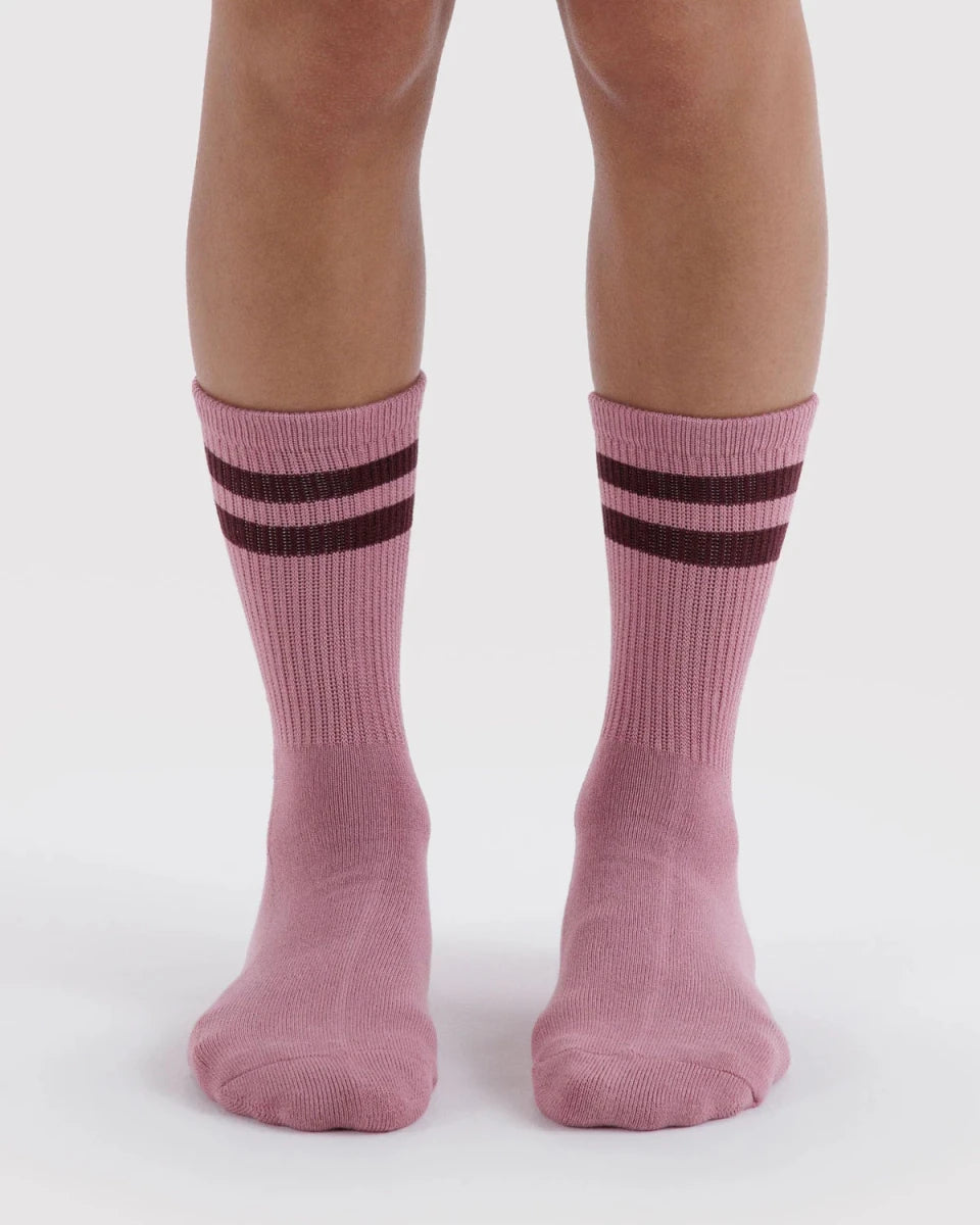 Chaussettes Ribbed Baggu Wild Plum Stripe - Ex-voto