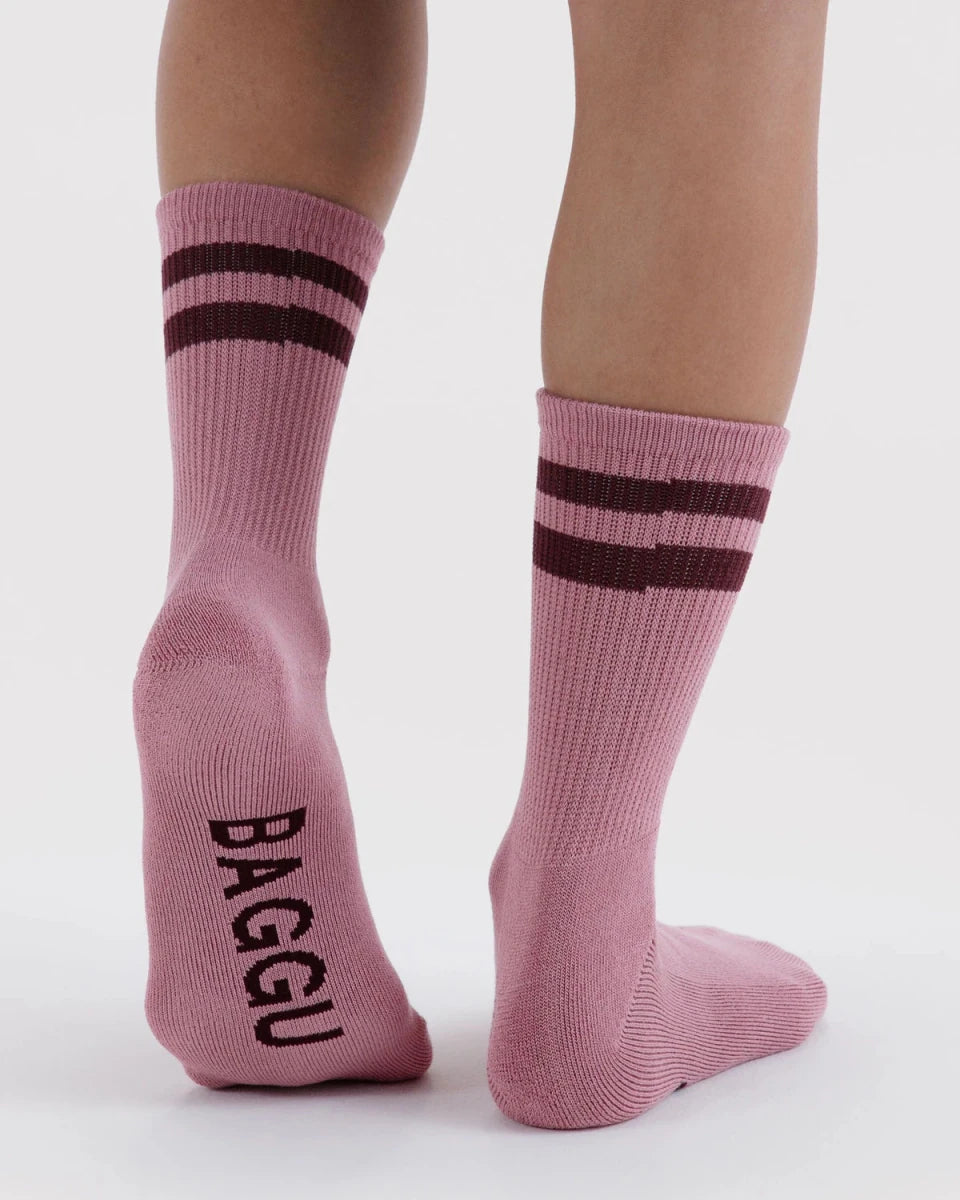 Chaussettes Ribbed Baggu Wild Plum Stripe - Ex-voto