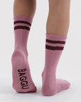 Chaussettes Ribbed Baggu Wild Plum Stripe - Ex-voto