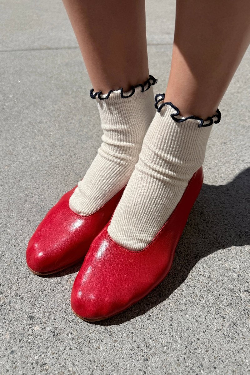 Chaussettes Ruffled Modal Le Bon Shoppe Blanc et Marine - Ex - voto
