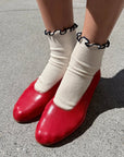Chaussettes Ruffled Modal Le Bon Shoppe Blanc et Marine - Ex - voto