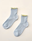Chaussettes Ruffled Modal Le Bon Shoppe Bleu Poudre et Jaune - Ex - voto