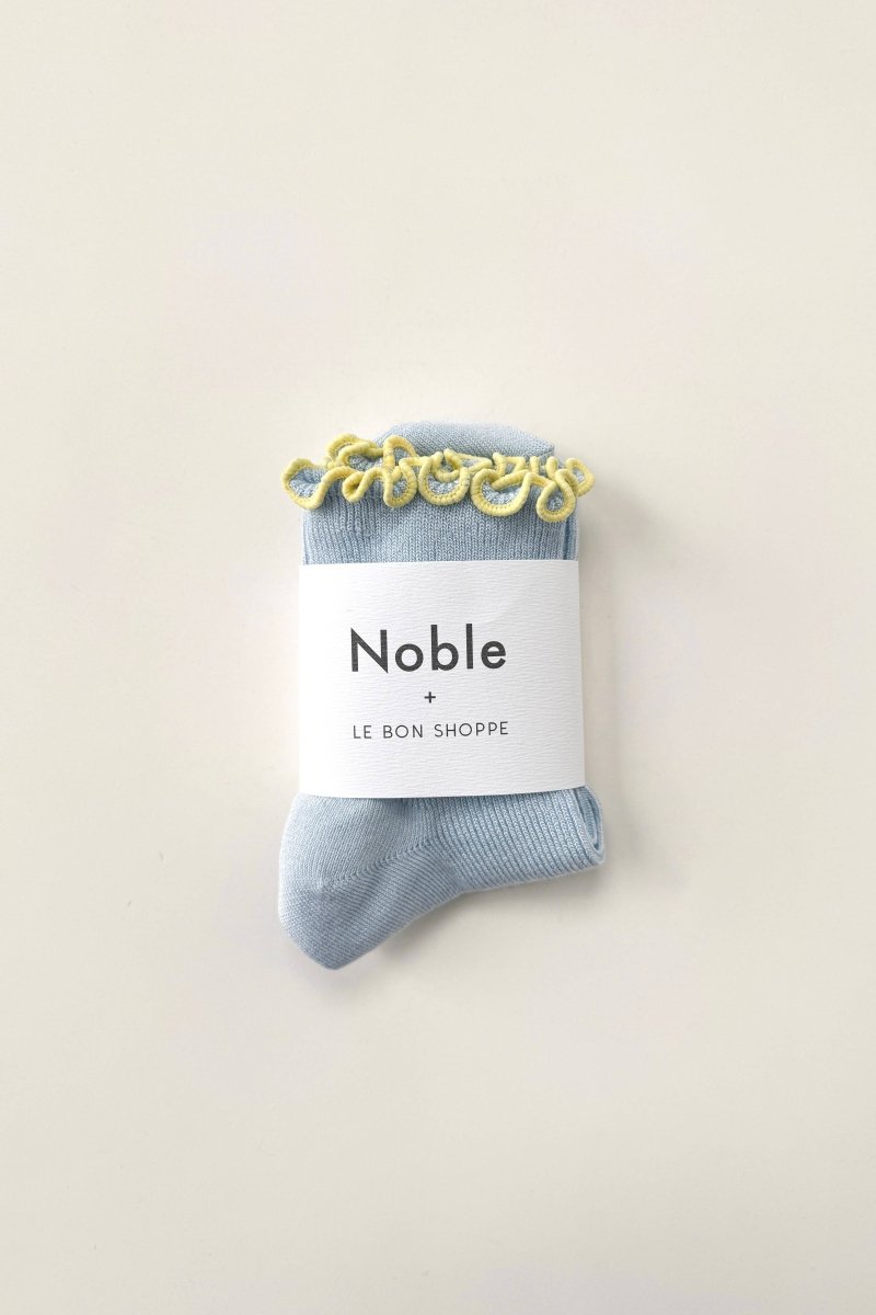 Chaussettes Ruffled Modal Le Bon Shoppe Bleu Poudre et Jaune - Ex - voto