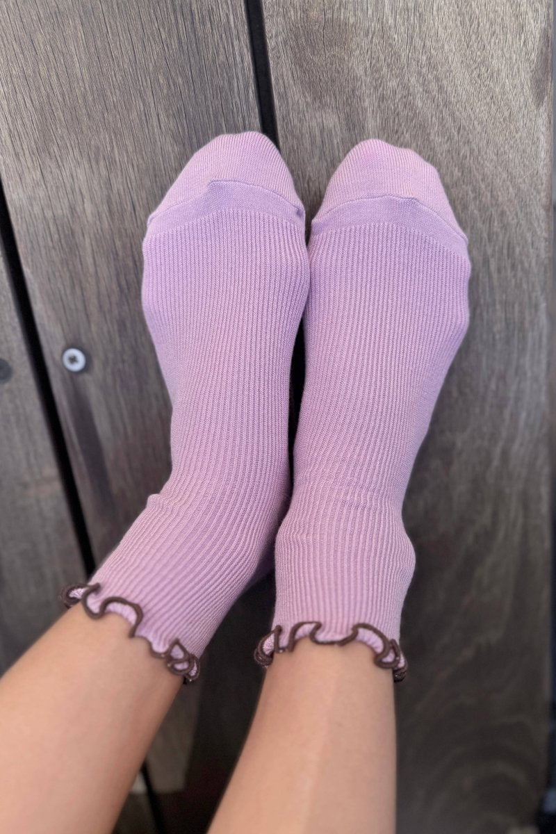 Chaussettes Ruffled Modal Le Bon Shoppe Lilas et Brun - Ex - voto