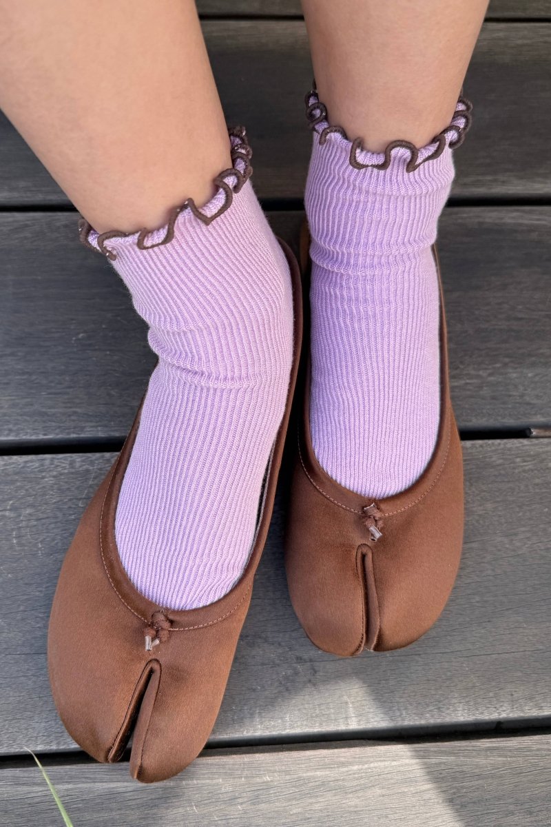 Chaussettes Ruffled Modal Le Bon Shoppe Lilas et Brun - Ex - voto