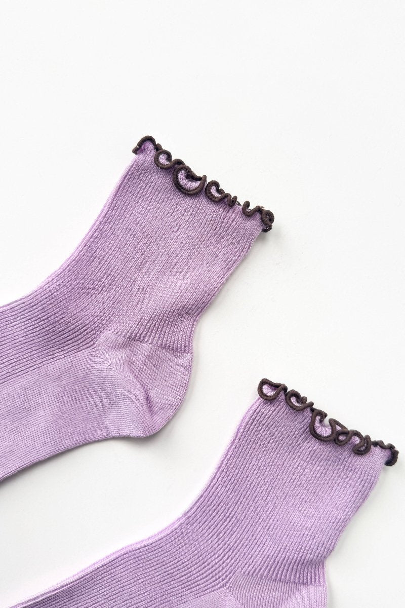 Chaussettes Ruffled Modal Le Bon Shoppe Lilas et Brun - Ex - voto