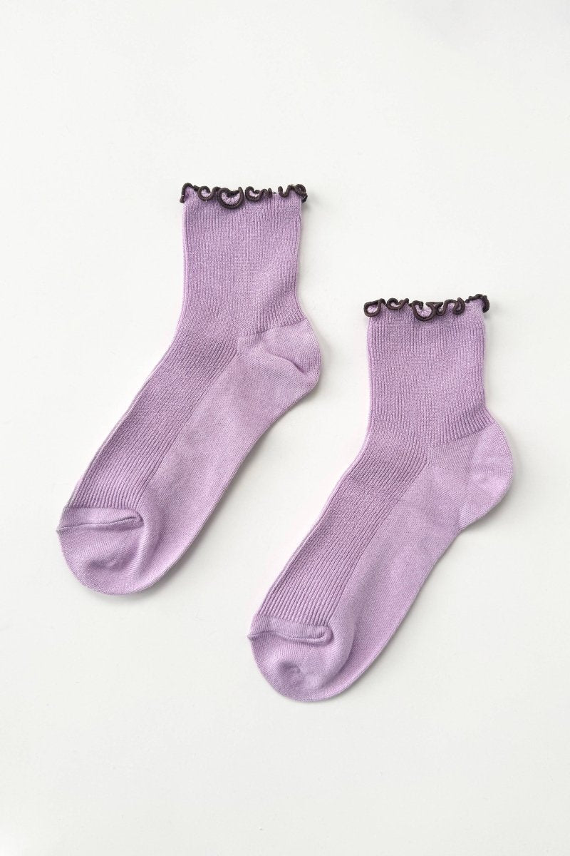 Chaussettes Ruffled Modal Le Bon Shoppe Lilas et Brun - Ex - voto