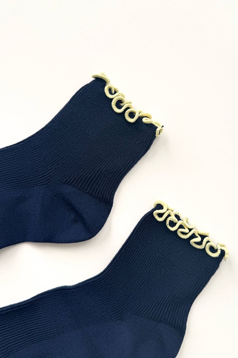 Chaussettes Ruffled Modal Le Bon Shoppe Marine et Jaune Beurre - Ex - voto