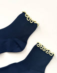 Chaussettes Ruffled Modal Le Bon Shoppe Marine et Jaune Beurre - Ex - voto